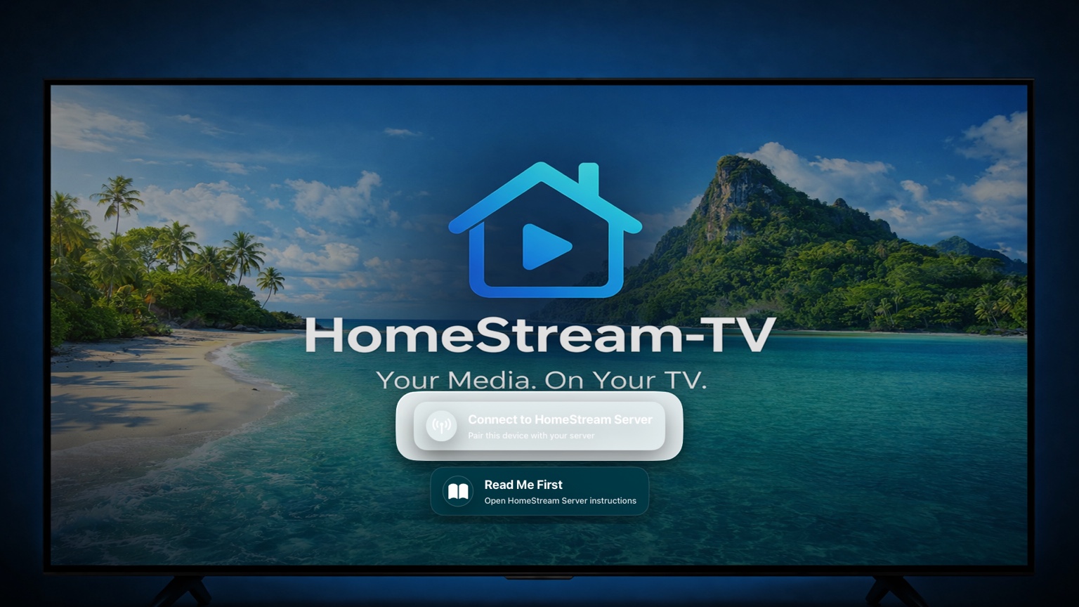 HomeStream TV shown on a television screen